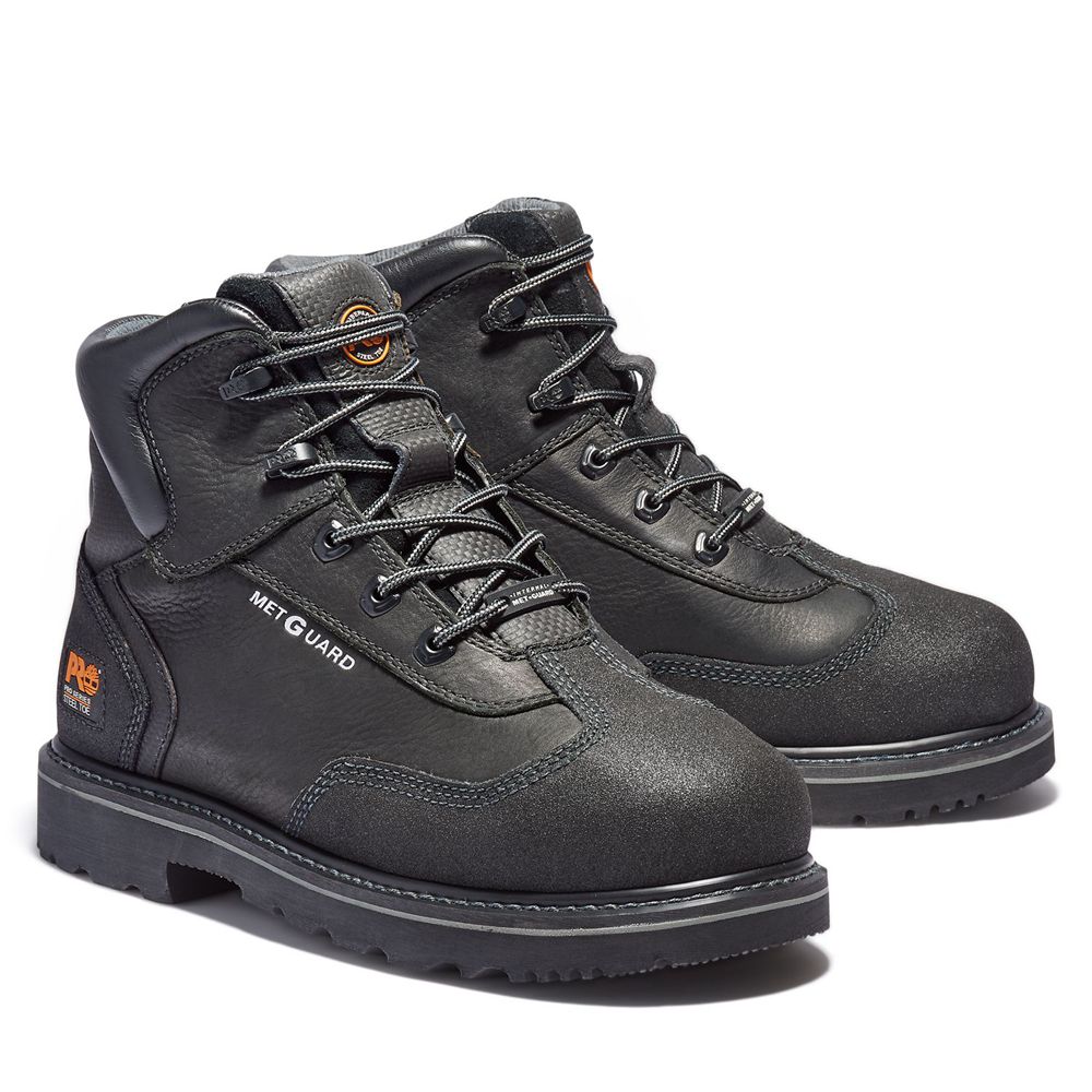 Timberland Mens Work Boots PRO® Met Guard 6\" Steel Toe - Black - India HU4825913